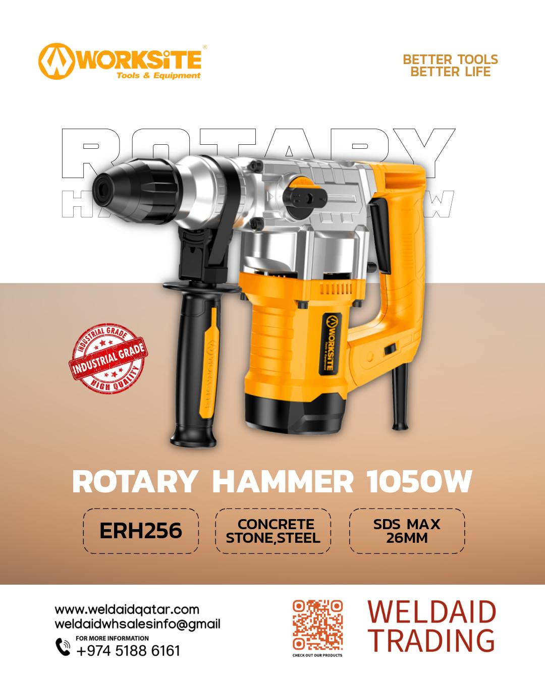 ROTARY HAMMER 1050W INDUSTRIAL-WORKSITE ERH256