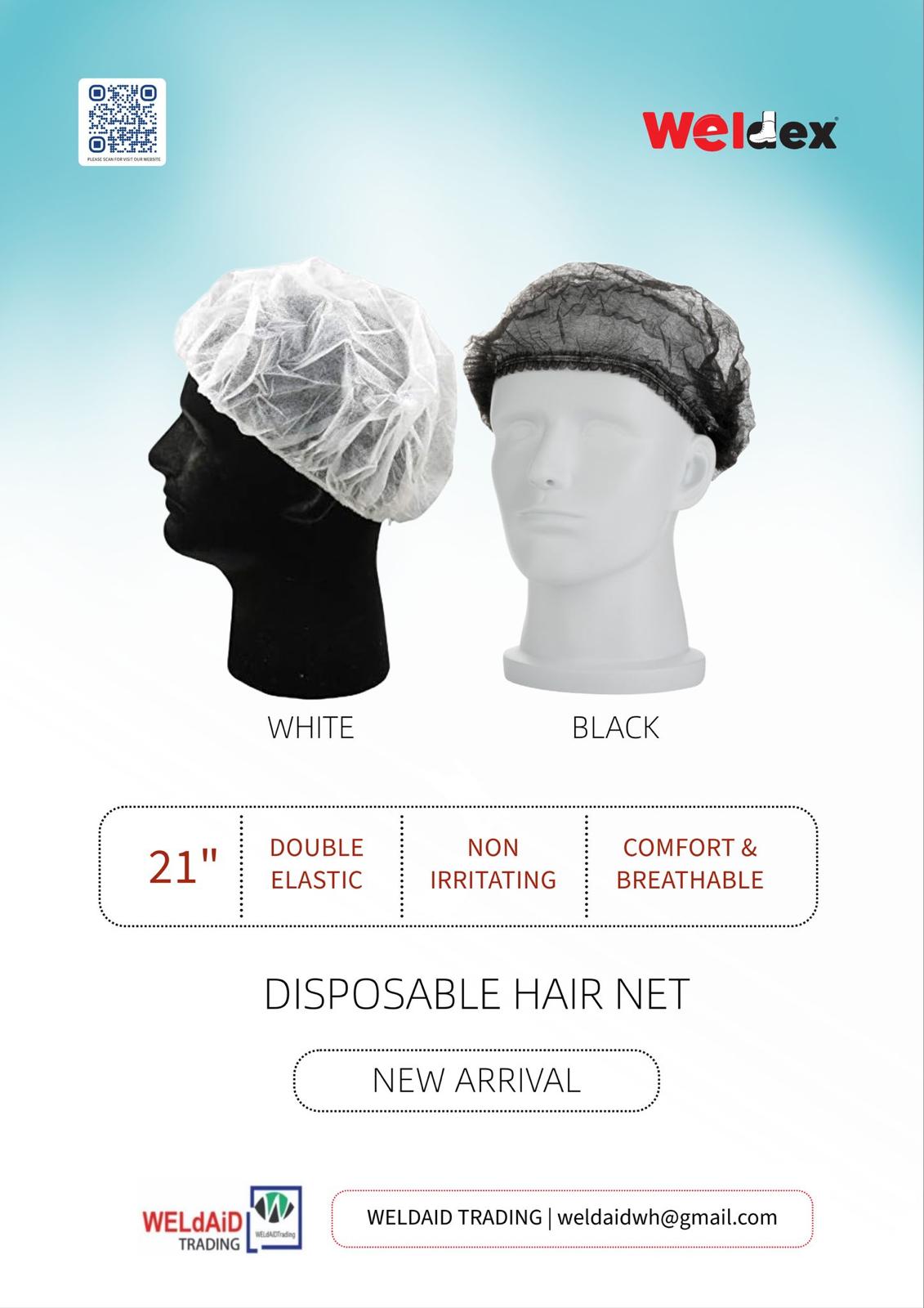 HAIR NET 21" WHITE &BLACK