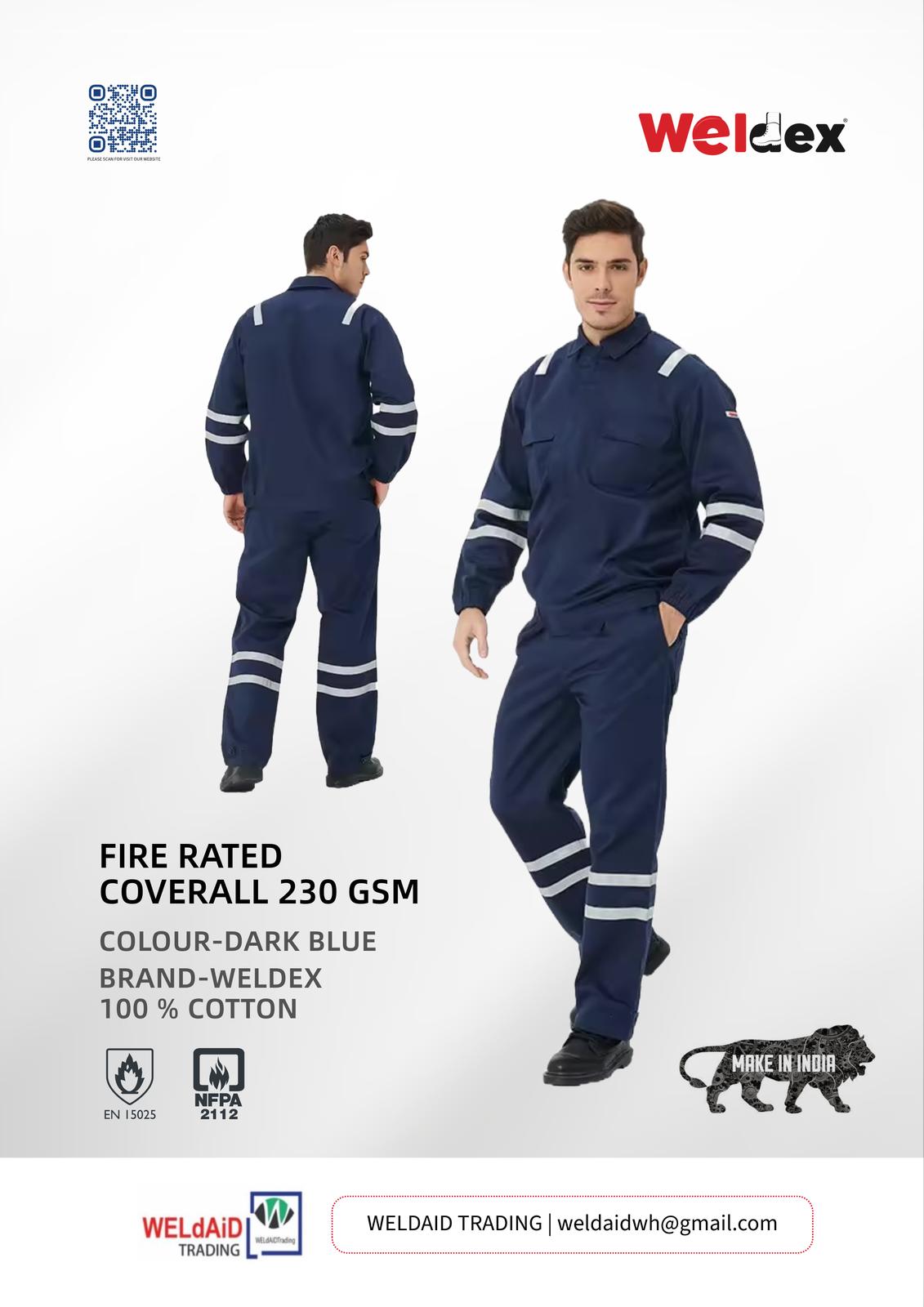 FIRE RATED COVERALL 230 GSM WITH REFLECTIVE WELDEX