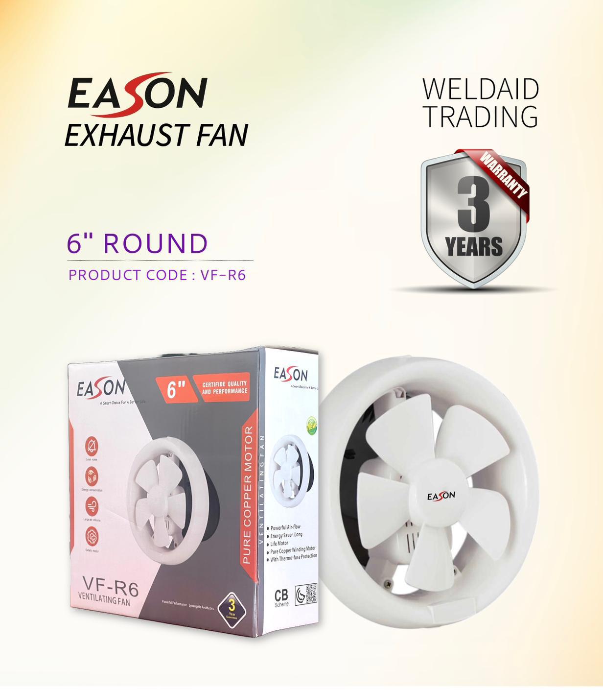 EXHAUST FAN 6" ROUND EASON
