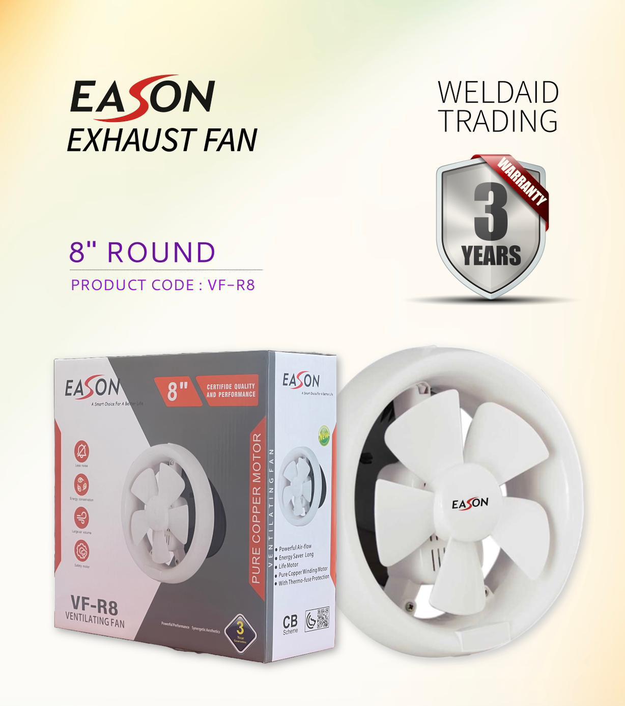 EXHAUST FAN 8" ROUND EASON