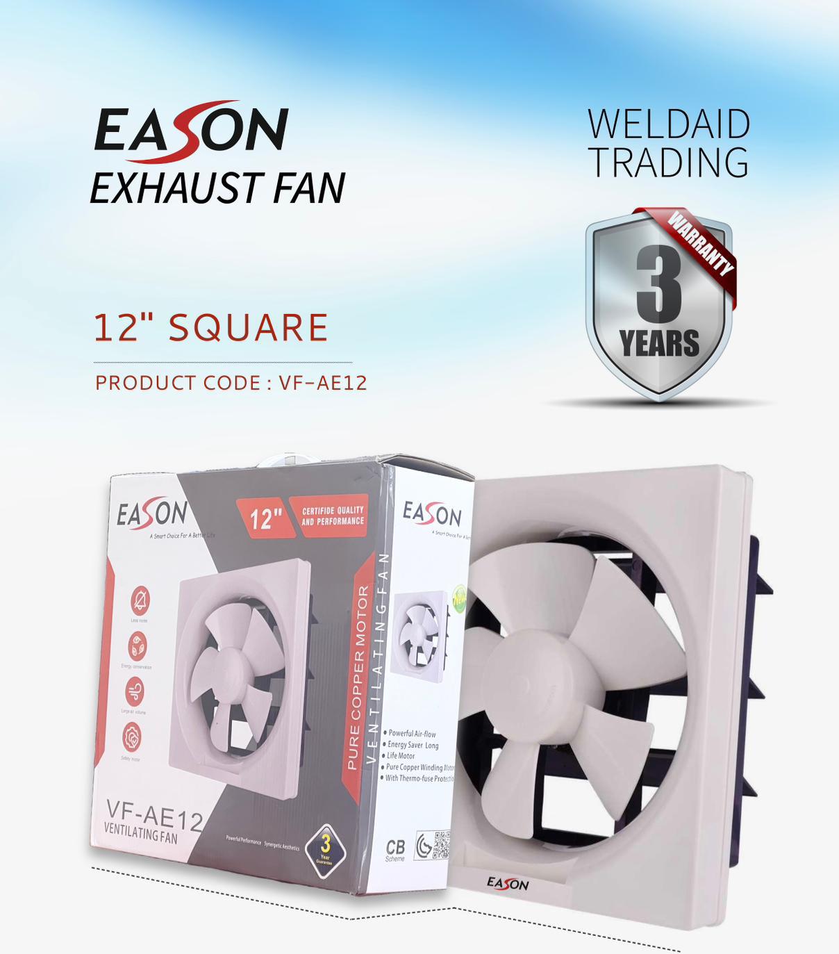 EXHAUST FAN 12" SQUARE EASON